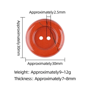 30mm natural red jasper gemstone button with two holes for DIY sweaters and bags