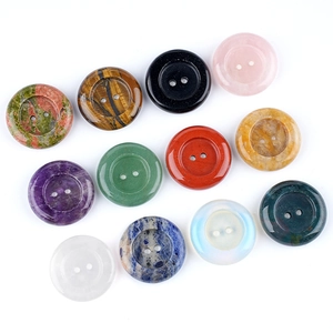 Set of 30mm natural crystal gemstone buttons in 12 colors for DIY sweaters and bags