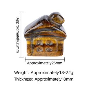 Tiger's Eye natural crystal mini house figurine for home decor and DIY landscape