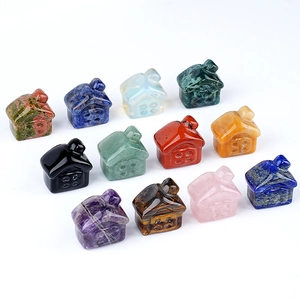 Natural crystal stone house figurines collection in amethyst tiger eye and rose quartz