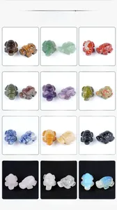 Selection of 1 inch natural crystal and gemstone turtle figurines in various stone types