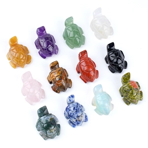 Assorted natural crystal sea turtle figurines in 12 different colorful gemstones