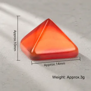 Polished natural carnelian crystal pyramid gemstone, size approx 14mm base and 10mm height