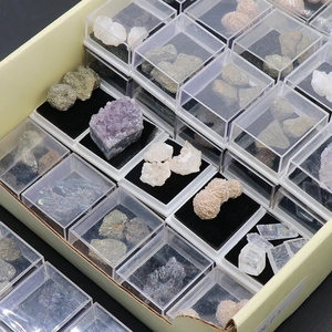 Natural Mineral Specimen Crystal Amethyst Agate Ore Polished Stone Set With Clear Display Box Educational Science Gift Home Decor
