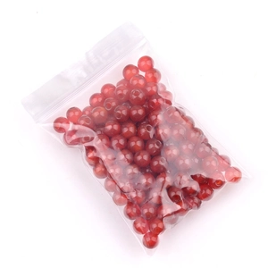 Polished red agate round loose beads for DIY jewelry making in clear plastic bag