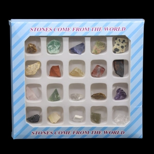 Natural Crystal Stone Ore Specimen Collection Kit Multiple Minerals Agate Stones For Science Education Kids Gift Box