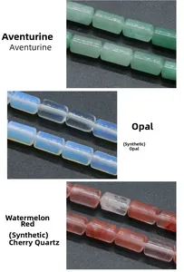 Cylindrical beads in aventurine, opal, and cherry quartz for DIY jewelry making