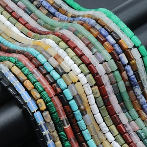 Natural Synthetic Stone Cylinder Barrel Beads 6x10mm Polished Agate Tiger Eye Quartz Loose Beads For DIY Jewelry Making Accessories