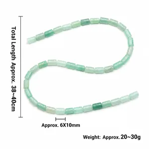 Perle cilindriche in avventurina verde chiaro per creazione gioielli fai da te