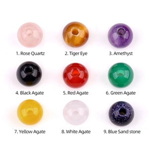 Set mit 9 natürlichen 8mm Edelsteinen inklusive Rosenquarz, Tigerauge und bunten Achaten