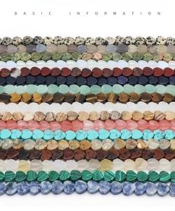 Detailed grid of polished heart-shaped gemstone beads for DIY jewelry making
