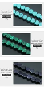 Macro detail of heart-shaped synthetic turquoise and malachite stone beads for DIY jewelry