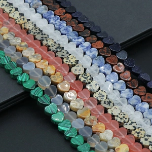 Mixed heart-shaped natural stone beads with holes for DIY jewelry making and crafts