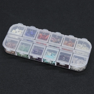 Scatola a 12 griglie con pietre di cristallo e agata naturale per nail art fai-da-te e gioielli