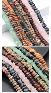 Macro detail of multicolored natural crystal abacus beads for DIY jewelry making