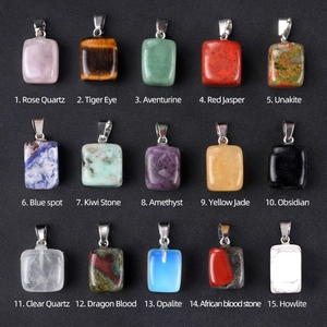 Colgante Cuadrado Irregular de Piedra Natural Amatista Ojo de Tigre Dijes de Cristal Pulido para Creación de Joyas de Collar DIY