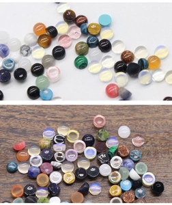 Macro view of assorted semi-round gemstone cabochons with flat base for DIY jewelry making