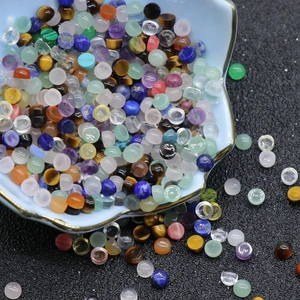 Natural Agate Crystal Mixed Gemstones Round Flatback Cabochons For DIY Jewelry Making Polished Semi-Precious Stone Patches