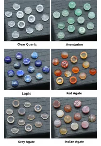 Griglia di sei pietre cabochon tonde da 6mm tra cui quarzo e agata per gioielli fai-da-te