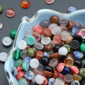 Perline Cabochon in Pietra Naturale Tonda da 6mm per Creazione di Gioielli DIY Accessori in Pietra Preziosa a Dorso Piatto Lucidati per Intarsio