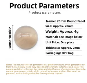 Paramètres de taille détaillés du cabochon en cristal rond marron de 20 mm