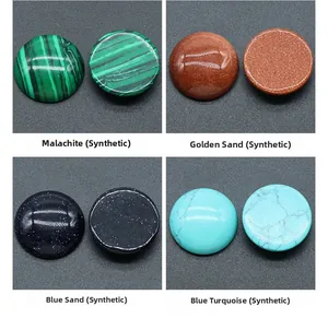 Sélection de cabochons ronds synthétiques en malachite et turquoise pour bijoux