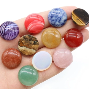 Polished round natural crystal cabochons in various gemstones for DIY jewelry making