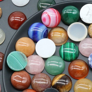 Polished 20mm round natural crystal and agate cabochons in various semi-precious stones
