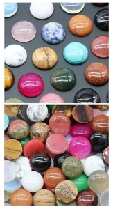Macro shot of 18mm round polished natural crystal cabochons for DIY jewelry making