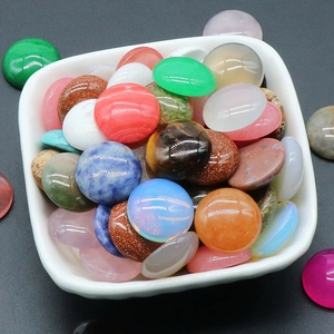 Natural Semi Precious Stone Round Cabochon Polished Gemstone For DIY Jewelry Making Accessories Art Craft Components