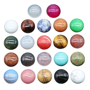 Polished 18mm round natural crystal cabochon stones in various colors for DIY jewelry