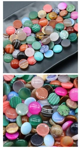 Close-up of polished 16mm round gemstone cabochons for DIY jewelry inlay and crafting