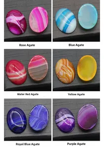 Polierte ovale Achat-Edelsteine in Rosa, Blau, Gelb und Violett für DIY-Schmuckherstellung