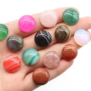 Mix of 16mm round natural crystal cabochons and polished gemstones for DIY jewelry making