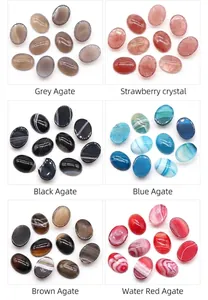 Cabochons ovales en cristal assortis comprenant de l'agate grise et bleue