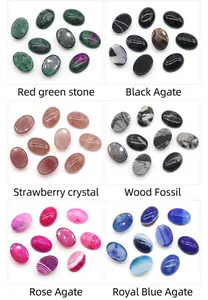 Cabujones ovalados de piedras preciosas pulidas como rubí zoisita, ónix y ágata