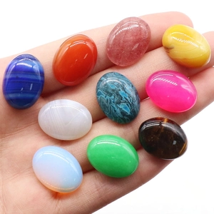 Σετ δέκα οβάλ φυσικών κρυστάλλων cabochon 15x20mm σε διάφορα χρώματα για κοσμήματα DIY