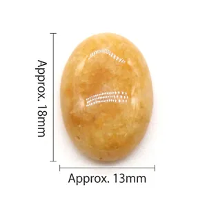 Cabujón de cristal amarillo ovalado, superficie pulida lisa, dimensiones 13x18mm para joyas