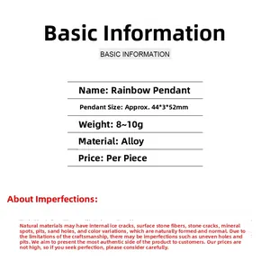 Detailed size parameters and basic info for colorful chakra yoga pendant with dimensions