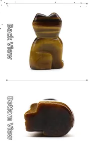 Detailed back and bottom view of 1.3-inch hand-carved Tiger's Eye crystal cat figurine