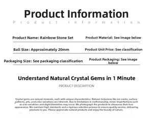 Especificaciones del set de piedras chakra naturales de 20mm con detalles de calidad