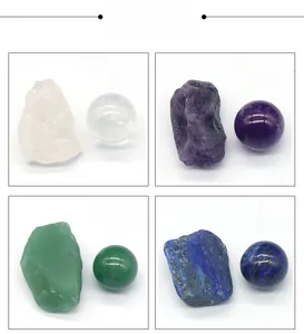 Detailed comparison of raw and polished quartz, amethyst, aventurine and lapis stones