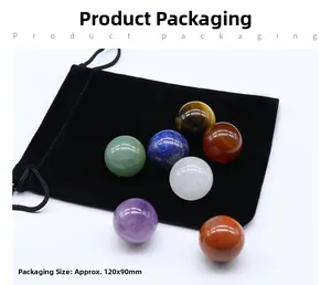 Set detallado de 7 esferas de cristal pulido de 20 mm con una bolsa de terciopelo negro