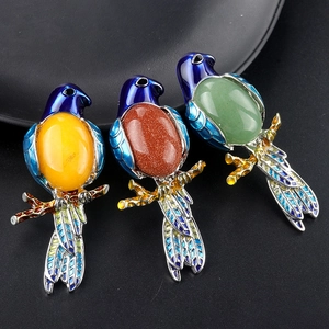 Spilla Pendente Vintage in Lega a Forma di Pappagallo Con Pietre Semipreziose Multicolore Smalto Uccello per Donna Gioielli Regalo