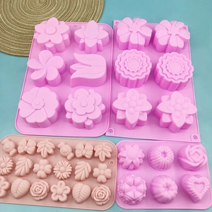 Silicone Flower Heart Tulip Shape Mold Heat Resistant DIY Candle Soap Jelly Pudding Chocolate Baking Tool Kitchen Cake Mold