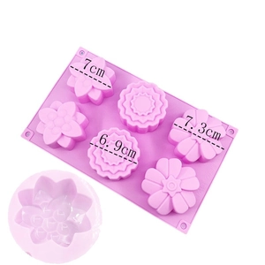 Purple 6-cavity flower silicone mold for handmade soap and scented candle making
