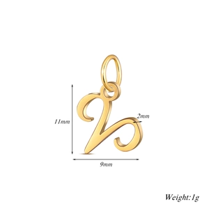 Pendentif lettre zodiacale dorée 11mm en acier inoxydable pour colliers et bijoux DIY