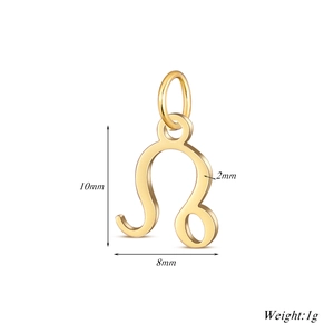 Dimensions détaillées du pendentif Lion doré avec 10mm de hauteur et 1g de poids