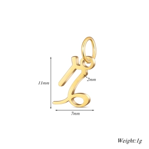 Vue détaillée du pendentif Capricorne en acier doré avec dimensions et poids précis
