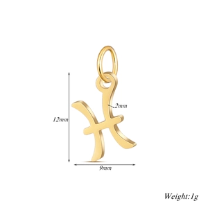 Pendentif signe Poissons doré avec dimensions 12mm par 9mm et détail de poids de 1g